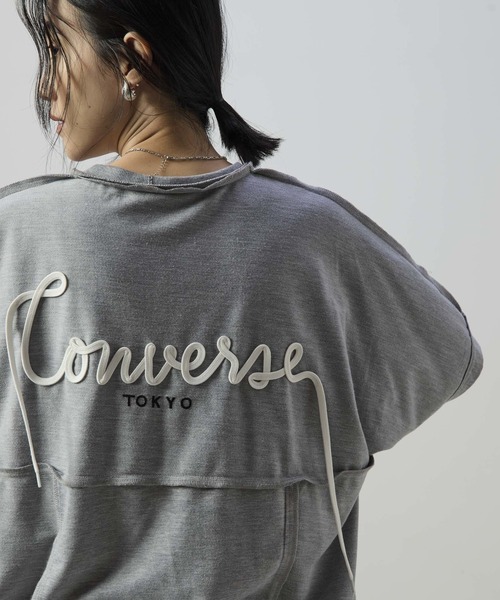 CONVERSE TOKYO(コンバーストウキョウ)の「SPINDLE LOGO SWITCHING TEE(Tシャツ/カットソー・レディース・杢グレー/ブラック・MEDIUM/SMALL)」の22枚目の写真