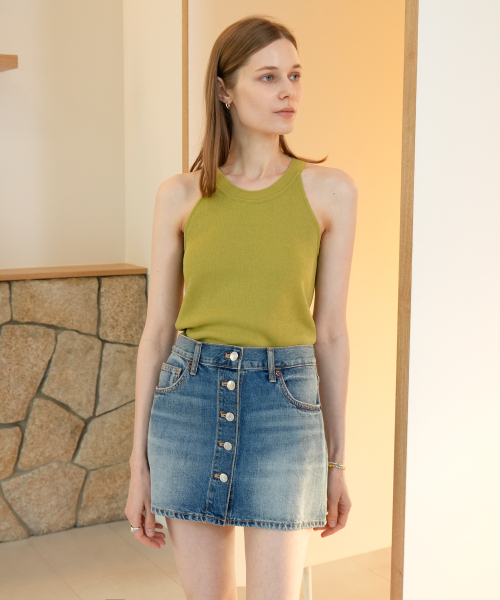 VLETI(ブレッティ)の「Summer Linen Blend Deep Armhole Sleeveless (olive)(Tシャツ/カットソー・レディース・オリーブ・FREE)」の2枚目の写真