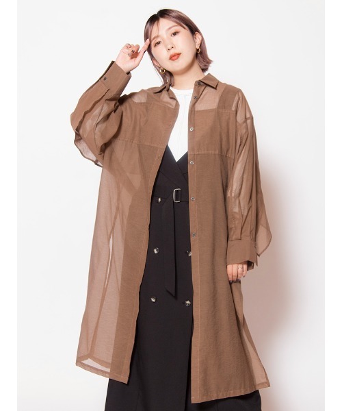 OSMOSIS(オズモーシス)の「バックレイヤードロングブラウス(シャツ/ブラウス・レディース・ブラック/オレンジ/ブラウン・ONE SIZE)」の1枚目の写真