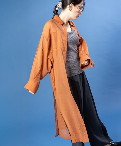 OSMOSIS(オズモーシス)の「バックレイヤードロングブラウス(シャツ/ブラウス・レディース・ブラック/オレンジ/ブラウン・ONE SIZE)」の15枚目の写真