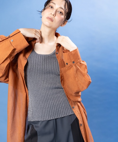 OSMOSIS(オズモーシス)の「バックレイヤードロングブラウス(シャツ/ブラウス・レディース・ブラック/オレンジ/ブラウン・ONE SIZE)」の16枚目の写真