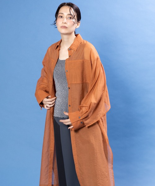OSMOSIS(オズモーシス)の「バックレイヤードロングブラウス(シャツ/ブラウス・レディース・ブラック/オレンジ/ブラウン・ONE SIZE)」の18枚目の写真