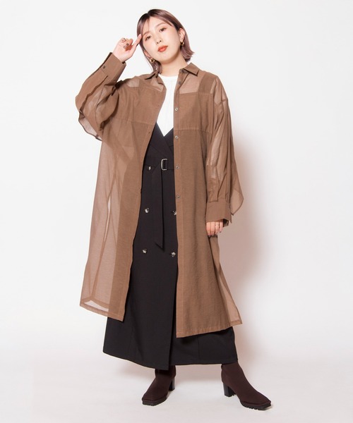 OSMOSIS(オズモーシス)の「バックレイヤードロングブラウス(シャツ/ブラウス・レディース・ブラック/オレンジ/ブラウン・ONE SIZE)」の19枚目の写真