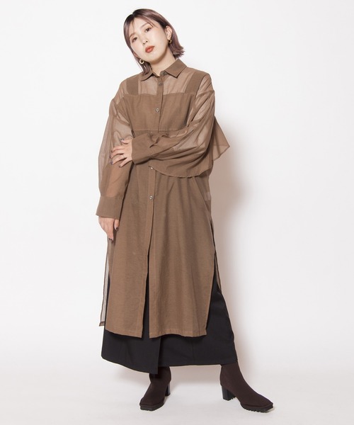 OSMOSIS(オズモーシス)の「バックレイヤードロングブラウス(シャツ/ブラウス・レディース・ブラック/オレンジ/ブラウン・ONE SIZE)」の20枚目の写真