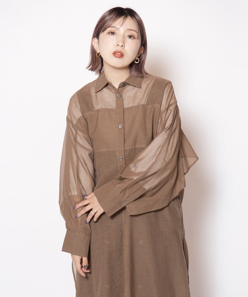 OSMOSIS(オズモーシス)の「バックレイヤードロングブラウス(シャツ/ブラウス・レディース・ブラック/オレンジ/ブラウン・ONE SIZE)」の22枚目の写真