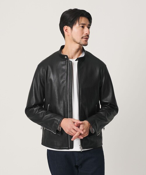 BEAUTY&YOUTH UNITED ARROWS(ビューティーアンドユースユナイテッドアローズ)の「【WEB限定 WARDROBE SMART】 シープ シングル ライダースジャケット(ライダースジャケット・メンズ・ブラック・XL/L/M/S)」の1枚目の写真