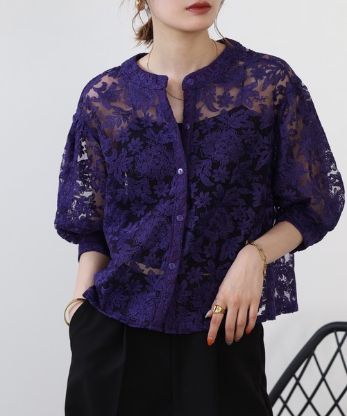RME.(アールエムイー)の「刺繍シアーブラウス(シャツ/ブラウス・レディース・ホワイト/ブラック/パープル・FREE)」の20枚目の写真
