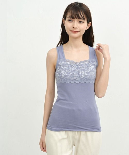 FashionBerry(ファッションベリー)の「胸元レース|タンクトップ|キャミソール|レディース インナー|抗菌防臭加工|ストレッチ|部屋干し対応|大きいサイズ対応(タンクトップ・レディース・ベージュ系その他2/ブラック系その他/ピンク系その他2/ブルー系その他2/ブルー系その他/ブラック系その他2/ピンク系その他/ホワイト系その他/ベージュ系その他/ホワイト系その他2・M/L/3L/LL)」の8枚目の写真