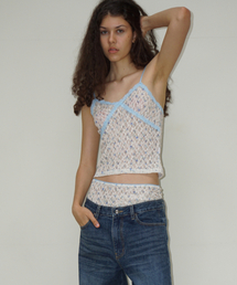 Floral lace camisole sleeveless - Ivory