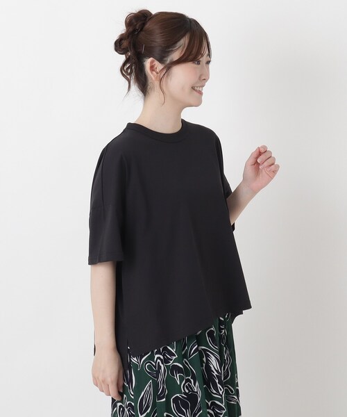 one'sterrace(ワンズテラス)の「【ひんやり】CVC プレーティング 冷感天竺プルオーバー(Tシャツ/カットソー・レディース・ブルー系その他7/ブラック系8/ベージュ系8/レッド系9・02)」の1枚目の写真