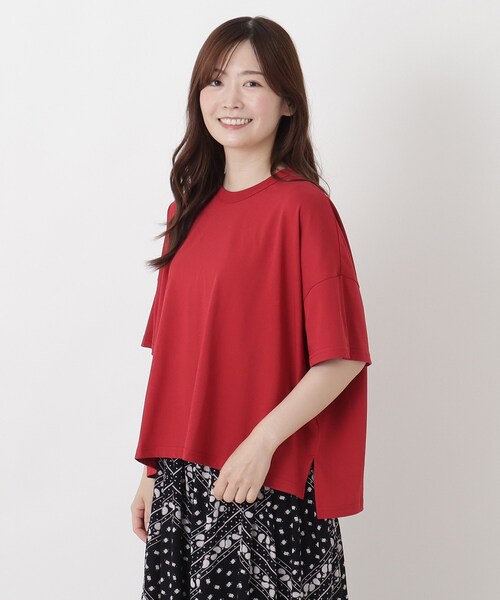 one'sterrace(ワンズテラス)の「【ひんやり】CVC プレーティング 冷感天竺プルオーバー(Tシャツ/カットソー・レディース・ブルー系その他7/ブラック系8/ベージュ系8/レッド系9・02)」の4枚目の写真