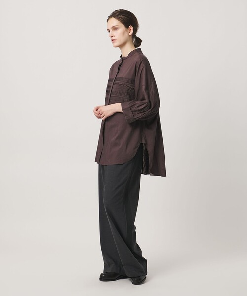 Pheeta（フィータ）の「＜Pheeta＞Trinity ノーカラー シャツ / 016C-64（シャツ/ブラウス・レディース・ホワイト/ライトピンク/ブラウン系・FREE）」の8枚目の写真