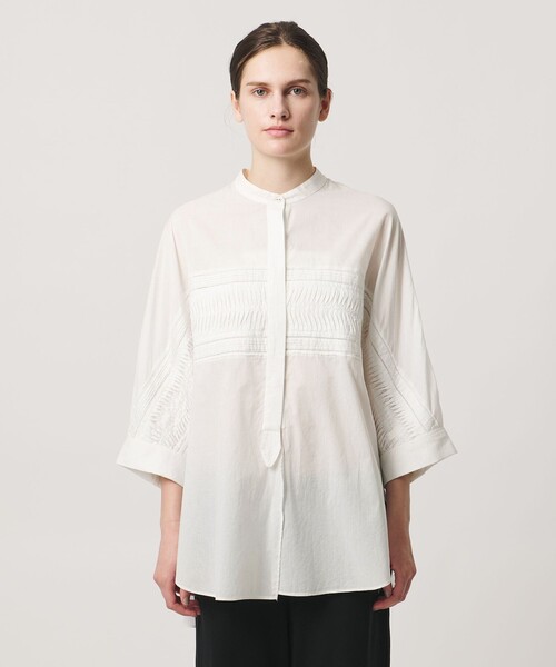 Pheeta（フィータ）の「＜Pheeta＞Trinity ノーカラー シャツ / 016C-64（シャツ/ブラウス・レディース・ホワイト/ライトピンク/ブラウン系・FREE）」の12枚目の写真