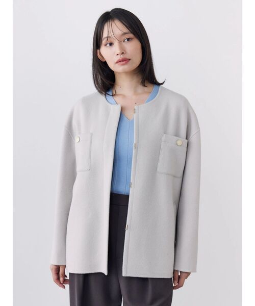 TONAL(トーナル)の「ポケットデザインリバーショートコート(その他アウター・レディース・ブラウン/チャコールグレー/アイボリー・SMALL/MEDIUM)」の1枚目の写真
