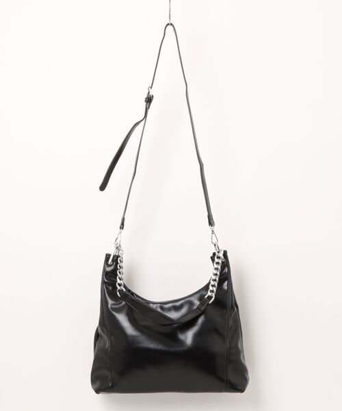 Burner(バーナー)の「【Leathen Leather(レーセンレザー)】チェーンハンドル 横型ビッグトート lea-shbag-24-47【RBTS】(ショルダーバッグ・メンズ・ブラック・FREE)」の1枚目の写真