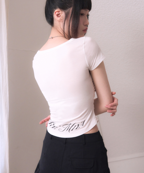 REISE MIYA（レイズミヤ）の「マーガレットスリムクロップTシャツ[ホワイト]（Tシャツ/カットソー・レディース・その他・SMALL/MEDIUM）」の9枚目の写真
