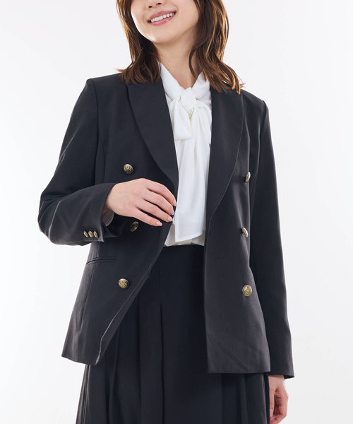 NARACAMICIE(ナラカミーチェ)の「【NARACAMICIE】ダブルブレストジャケット(ダウンジャケット/コート・レディース・ブラック/ネイビー・L/M)」の1枚目の写真