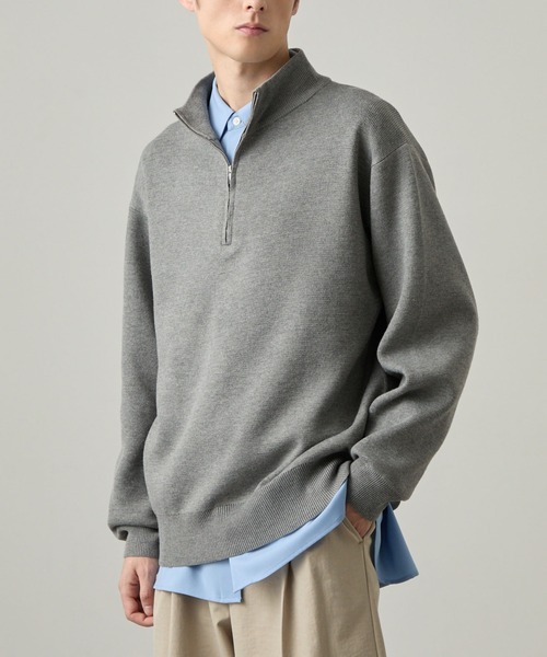 EASENCE(イーズエンス)の「【EASENCE】ミラノリブ ベーシック ハーフジップニット / マシンウォッシャブル(ニット/セーター・メンズ・アイボリー/モスグリーン/グレー/スミクロ/ブラウン系/ブルー系・XL/S/L/M)」の3枚目の写真