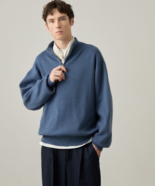 EASENCE(イーズエンス)の「【EASENCE】ミラノリブ ベーシック ハーフジップニット / マシンウォッシャブル(ニット/セーター・メンズ・アイボリー/モスグリーン/グレー/スミクロ/ブラウン系/ブルー系・XL/S/L/M)」の19枚目の写真
