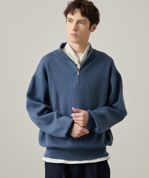 EASENCE(イーズエンス)の「【EASENCE】ミラノリブ ベーシック ハーフジップニット / マシンウォッシャブル(ニット/セーター・メンズ・アイボリー/モスグリーン/グレー/スミクロ/ブラウン系/ブルー系・XL/S/L/M)」の20枚目の写真