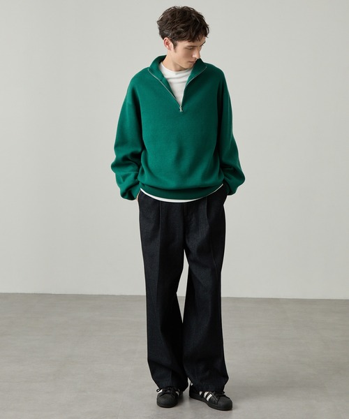 EASENCE(イーズエンス)の「【EASENCE】ミラノリブ ベーシック ハーフジップニット / マシンウォッシャブル(ニット/セーター・メンズ・アイボリー/モスグリーン/グレー/スミクロ/ブラウン系/ブルー系・XL/S/L/M)」の17枚目の写真