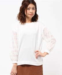 E hyphen world gallery | 袖レース切り替えプルオーバー(Tシャツ/カットソー)