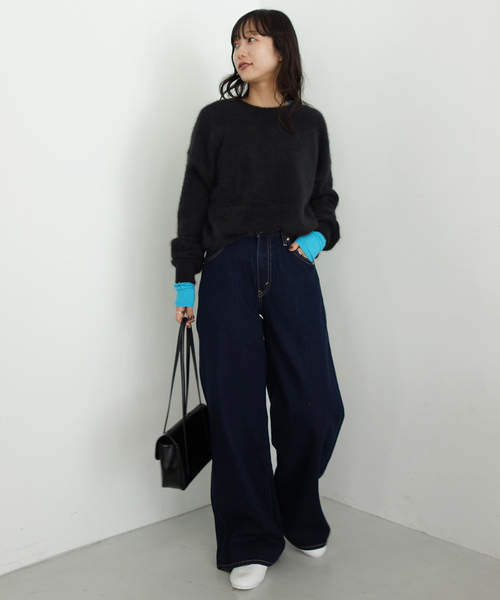 SLOBE IENA(スローブイエナ)の「《シリーズあり/》フォックスアルパカ 2wayプルオーバー(ニット/セーター・レディース・ブラック/サックスブルー/グレー/レッド・FREE)」の18枚目の写真