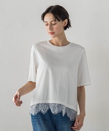 裾レース切り替えTシャツ