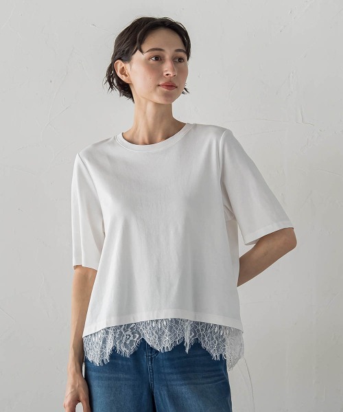 la.f…(ラエフ)の「裾レース切り替えTシャツ(Tシャツ/カットソー・レディース・ホワイト/ブラック・9号)」の21枚目の写真