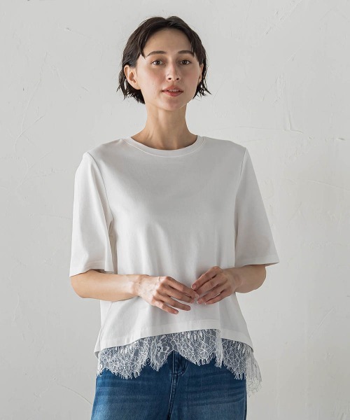 la.f…(ラエフ)の「裾レース切り替えTシャツ(Tシャツ/カットソー・レディース・ホワイト/ブラック・9号)」の22枚目の写真