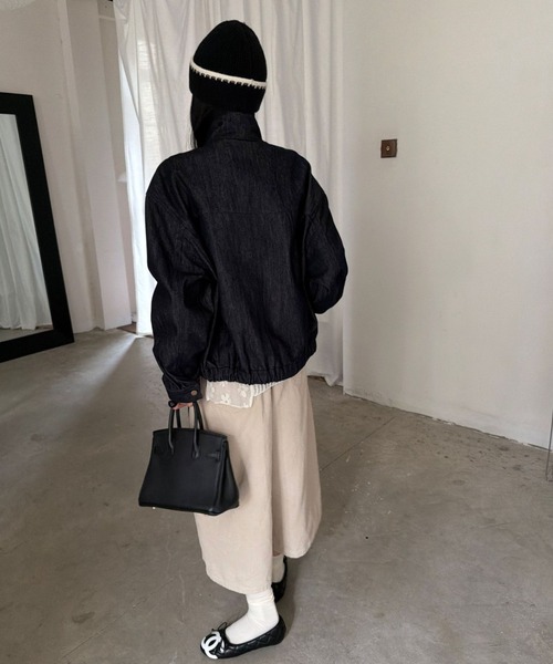 CHUN CHUN NOTES(チュンチュンノーツ)の「26AW/ボタニカル刺繍 スタンドカラーデニムブルゾン(ブルゾン・レディース・ネイビー・M)」の8枚目の写真