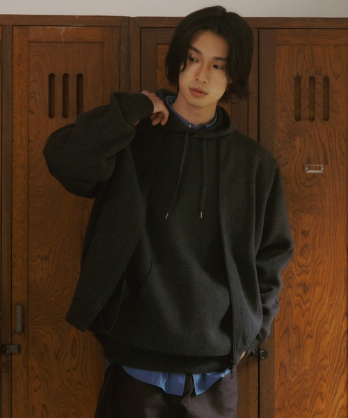 URBAN RESEARCH DOORS(アーバンリサーチドアーズ)の「CottonCashmere ZipBlouson(ブルゾン・メンズ・チャコールグレー/オレンジ・LARGE/MEDIUM)」の4枚目の写真