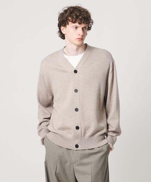 LOEFF(ロエフ)の「<LOEFF>9ゲージ フリンジ カーディガン MENS(ニット/セーター・メンズ・ベージュ/ブラック・1/2)」の1枚目の写真