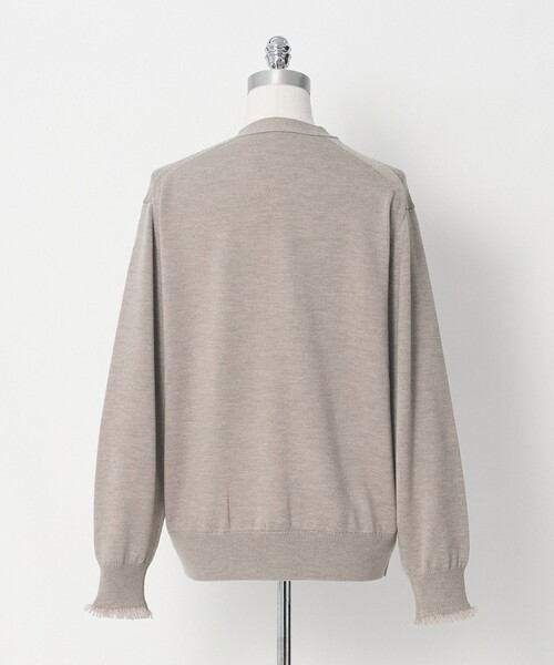 LOEFF(ロエフ)の「<LOEFF>9ゲージ フリンジ カーディガン MENS(ニット/セーター・メンズ・ベージュ/ブラック・1/2)」の5枚目の写真