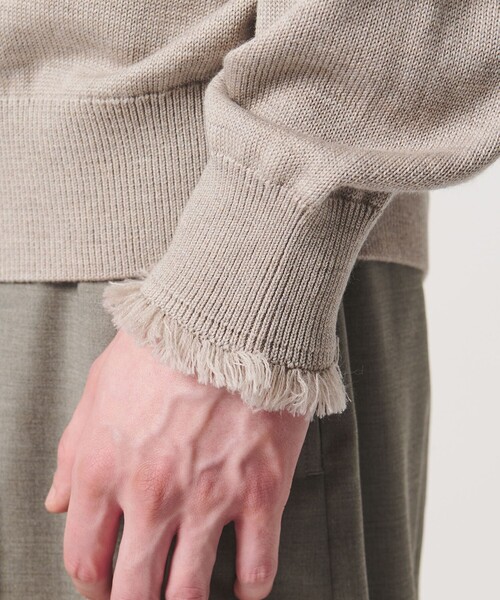 LOEFF(ロエフ)の「<LOEFF>9ゲージ フリンジ カーディガン MENS(ニット/セーター・メンズ・ベージュ/ブラック・1/2)」の13枚目の写真