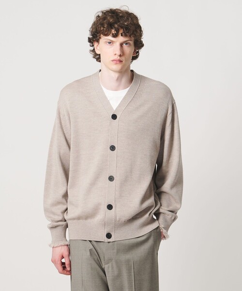 LOEFF(ロエフ)の「<LOEFF>9ゲージ フリンジ カーディガン MENS(ニット/セーター・メンズ・ベージュ/ブラック・1/2)」の15枚目の写真