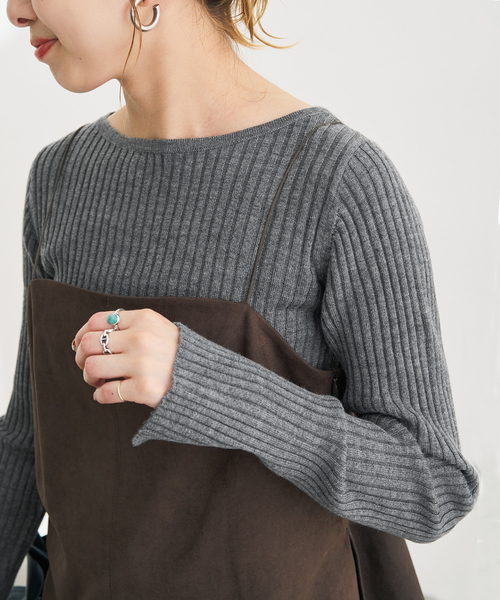 Spick & Span（スピックアンドスパン）の「リブニットプルオーバー（ニット/セーター・レディース・ホワイト/ライトグレー/ブラウン系その他・FREE）」の9枚目の写真