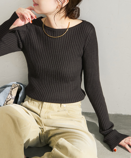 Spick & Span（スピックアンドスパン）の「リブニットプルオーバー（ニット/セーター・レディース・ホワイト/ライトグレー/ブラウン系その他・FREE）」の10枚目の写真