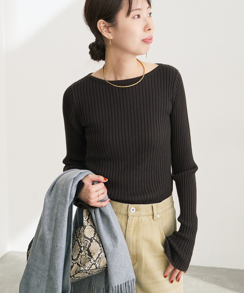 Spick & Span（スピックアンドスパン）の「リブニットプルオーバー（ニット/セーター・レディース・ホワイト/ライトグレー/ブラウン系その他・FREE）」の12枚目の写真