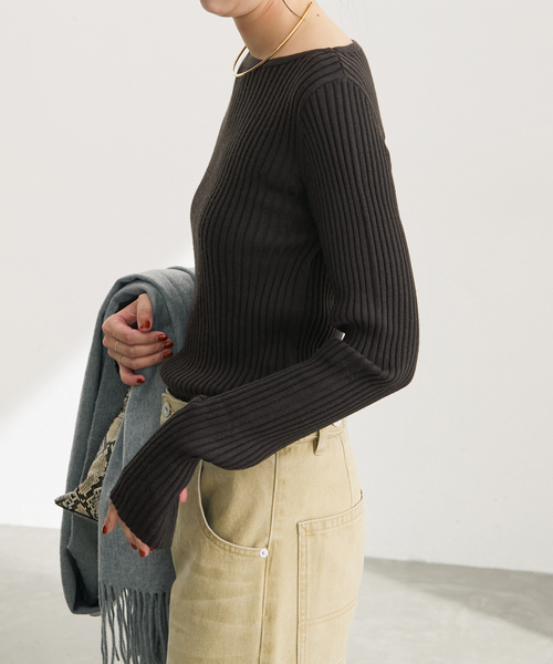 Spick & Span（スピックアンドスパン）の「リブニットプルオーバー（ニット/セーター・レディース・ホワイト/ライトグレー/ブラウン系その他・FREE）」の13枚目の写真