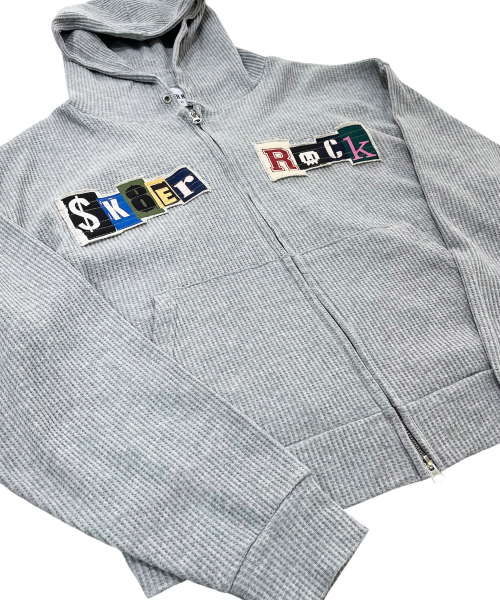 SK8ER ROCK（スケーターロック）の「コラージュロゴ ワッフルフード ジップアップ（メランジグレー）（パーカー・レディース・その他・ONE SIZE）」の5枚目の写真