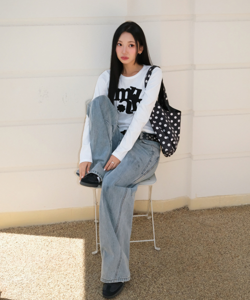 muahmuah（ムーアムーア）の「ヴィンテージ アップリケ ロゴ ロングスリーブ [ホワイト]（Tシャツ/カットソー・レディース・その他・FREE）」の8枚目の写真