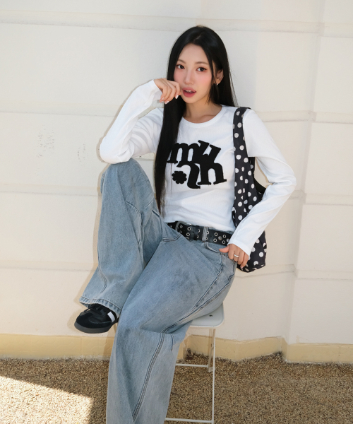 muahmuah（ムーアムーア）の「ヴィンテージ アップリケ ロゴ ロングスリーブ [ホワイト]（Tシャツ/カットソー・レディース・その他・FREE）」の9枚目の写真