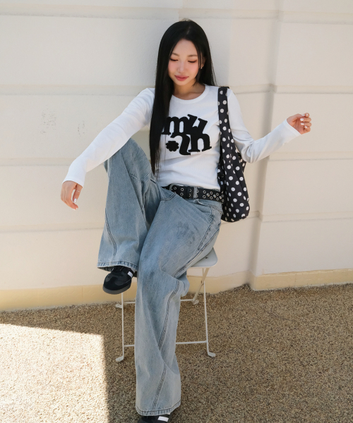 muahmuah（ムーアムーア）の「ヴィンテージ アップリケ ロゴ ロングスリーブ [ホワイト]（Tシャツ/カットソー・レディース・その他・FREE）」の10枚目の写真
