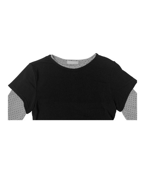 anyonemore（エニワンモア）の「メロウフリルドット長袖Tシャツ+ベーシック半袖Tシャツセット（Tシャツ/カットソー・レディース・ブラック・FREE）」の17枚目の写真