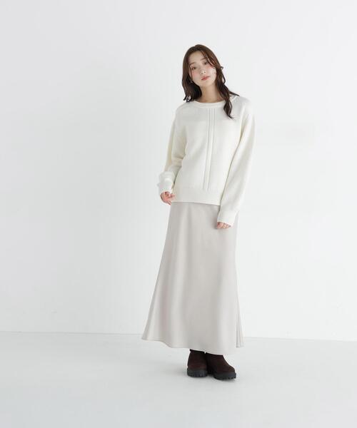 NATURAL BEAUTY BASIC（ナチュラルビューティーベーシック）の「クルーネックニット（ニット/セーター・レディース・ライトグリーン/オフホワイト/レッド・FREE）」の4枚目の写真