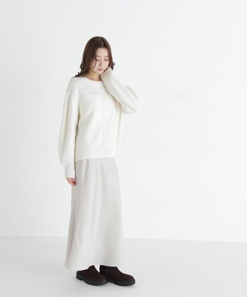 NATURAL BEAUTY BASIC（ナチュラルビューティーベーシック）の「クルーネックニット（ニット/セーター・レディース・ライトグリーン/オフホワイト/レッド・FREE）」の6枚目の写真