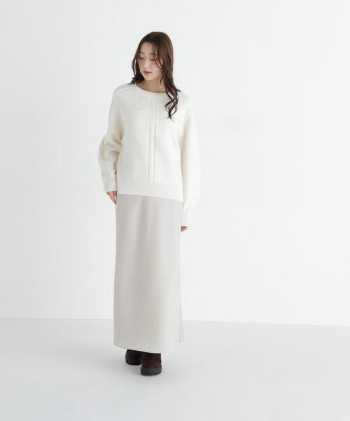 NATURAL BEAUTY BASIC（ナチュラルビューティーベーシック）の「クルーネックニット（ニット/セーター・レディース・ライトグリーン/オフホワイト/レッド・FREE）」の8枚目の写真