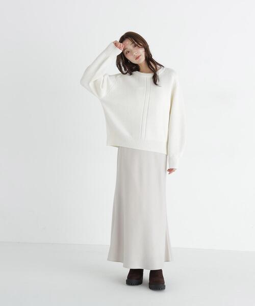 NATURAL BEAUTY BASIC（ナチュラルビューティーベーシック）の「クルーネックニット（ニット/セーター・レディース・ライトグリーン/オフホワイト/レッド・FREE）」の10枚目の写真