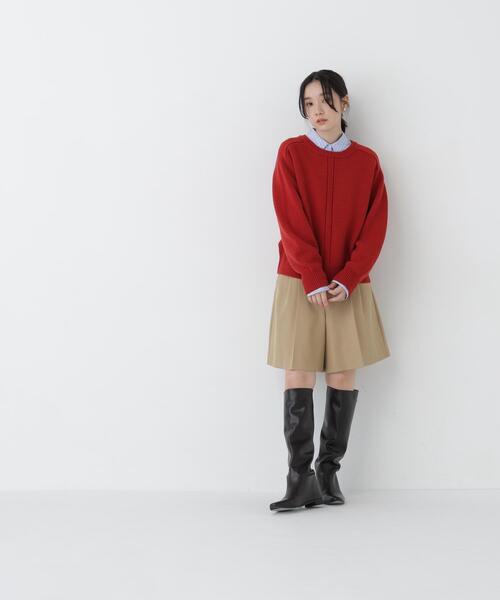 NATURAL BEAUTY BASIC（ナチュラルビューティーベーシック）の「クルーネックニット（ニット/セーター・レディース・ライトグリーン/オフホワイト/レッド・FREE）」の12枚目の写真